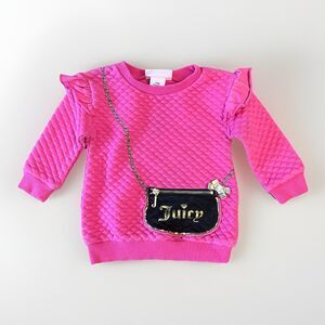 Juicy Couture Size 12 Months Pink Sweater Purse Embellishment Working Zipper